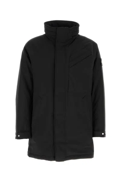 STONE ISLAND STONE ISLAND BLACK STRETCH POLYESTER PADDED JACKET