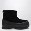 Stone Island Black Suede Ankle Boot With Logo In Black