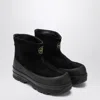 Stone Island Black Suede Ankle Boot With Logo In Black