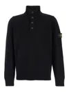 Stone Island Ribbed Cuffs Turtleneck Sweater In Black