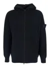 Stone Island Black Sweater With Hood And Logo Patch On The Sleeve In Cashmere Man In Black