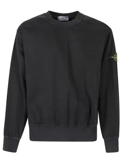 STONE ISLAND STONE ISLAND BLACK SWEATER WITH SIGNATURE LOGO PATCH