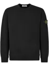 Stone Island Crew Neck Sweater Ribbed Cuffs In Black