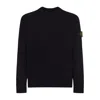 Stone Island Lightweight Wool Crew Neck Sweater With Raglan Sleeves Clothing In Black
