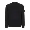Stone Island Ribbed Wool Sweater With Distinctive Logo Patch In Black