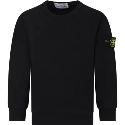 Stone Island Kids' Black Sweatshirt For Boy With Iconic Logo