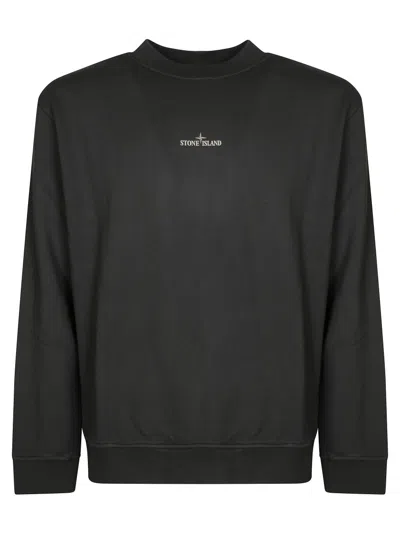 Stone Island Black Sweatshirt With Crew Neck