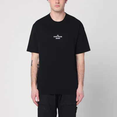 Stone Island Black T-shirt With Logo Prints