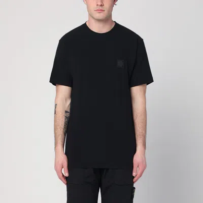 Stone Island Black T-shirt With Patch Logo