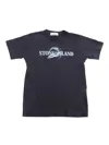 Stone Island Black T-shirt With Prints In Blue