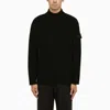 Stone Island Logo-patch Virgin Wool Roll-neck Jumper In Black