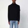 Stone Island Ribbed Knit Sweater With Logo Patch In Black