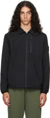 Stone Island Black Twill Zip Overshirt Jacket In V0029 Black