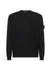 Stone Island Blue Navy Ribbed Sweater In Wool In Black