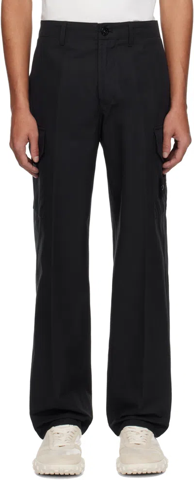 Stone Island Black Weatherproof Cotton Canvas Ghost Cargo Pants In V0029 Black