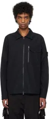 Stone Island Black Weatherproof Cotton Canvas Overshirt In V0029 Black