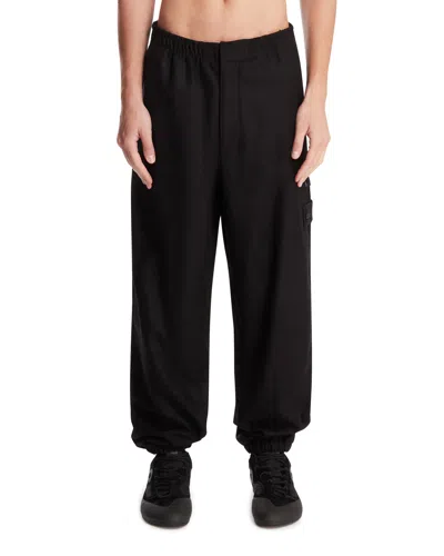 Stone Island Black Wide-leg Wool Trousers