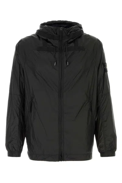 STONE ISLAND BLACK WINDBREAKER JACKET