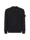 Stone Island Black Soft Organic Cotton Crewneck Sweater In Black