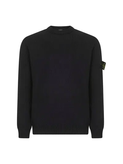 STONE ISLAND BLACK WINTER COTTON CREWNECK SWEATER