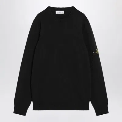STONE ISLAND STONE ISLAND  BLACK WOOL BLEND SWEATER