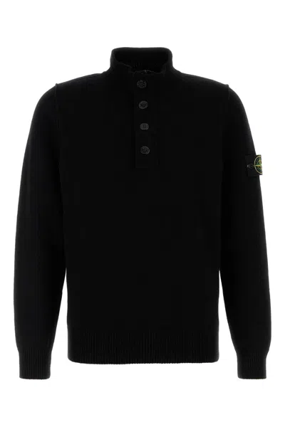 STONE ISLAND STONE ISLAND BLACK WOOL BLEND SWEATER