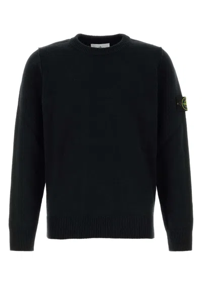 STONE ISLAND STONE ISLAND BLACK WOOL BLEND SWEATER