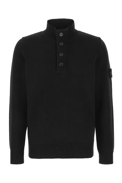 STONE ISLAND BLACK WOOL BLEND SWEATER