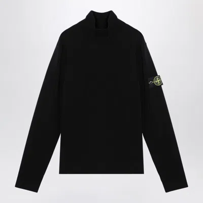 STONE ISLAND STONE ISLAND  BLACK WOOL-BLEND TURTLENECK SWEATER