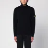 Stone Island Ribbed Knit Sweater With Logo Patch In Black