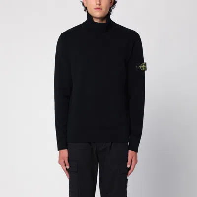 STONE ISLAND STONE ISLAND BLACK WOOL-BLEND TURTLENECK SWEATER