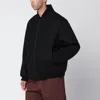 Stone Island Black Wool-blend Zip Jacket In Black