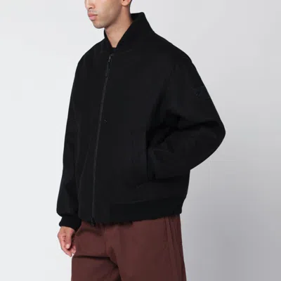 Stone Island Black Wool-blend Zip Jacket
