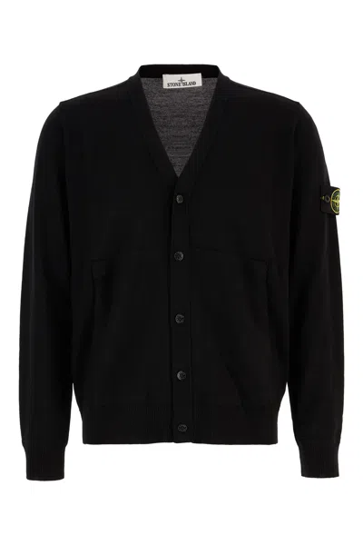 Stone Island Black Wool Cardigan