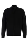 Stone Island Core Black Cotton Jersey Sweater With Stand-up Collar And Detachable Badge In Black