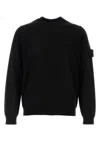 Stone Island Blue Virgin Wool Crewneck Sweater In Black