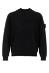 Stone Island Blue Virgin Wool Crewneck Sweater In Black