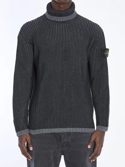 Stone Island Black Wool Sweater