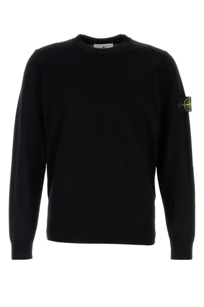 STONE ISLAND STONE ISLAND BLACK WOOL SWEATER