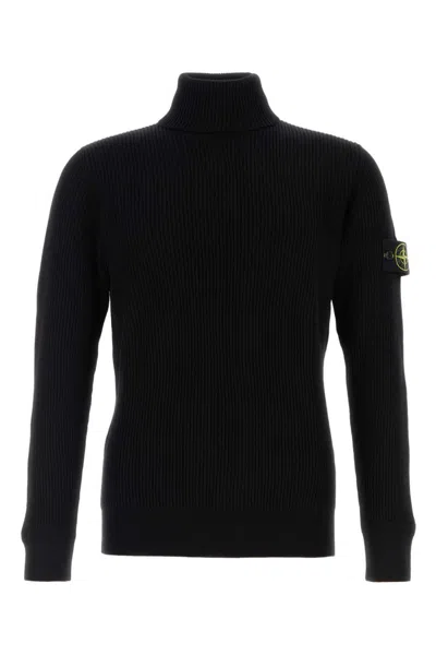 STONE ISLAND BLACK WOOL SWEATER