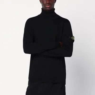 Stone Island Black Wool Turtleneck Sweater