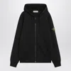 Stone Island Logo-appliquéd Garment-dyed Cotton-jersey Zip-up Hoodie In Black