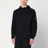 Stone Island Short Parka With Elastic Hem And Hood In Black