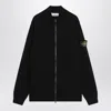 Stone Island Black Zip-up Cardigan In Wool Blend In Multi