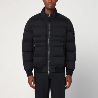 STONE ISLAND STONE ISLAND BLACK ZIP-UP NYLON BLEND PUFFER