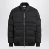Stone Island Puffy Jacket With High Collar And Ribbed Detailing In Black