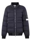 Stone Island Black Padded Bomber Jacket In Blue