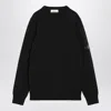 Stone Island Fancy Yarn Crewneck Jumper With Brushed Texture In Black