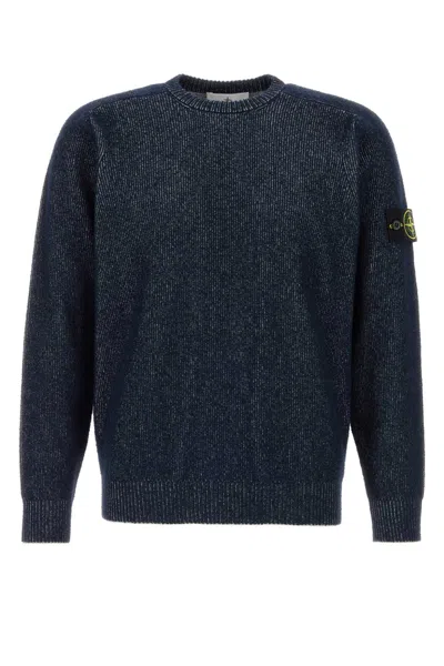 Stone Island Dark Blue Cotton Blend Sweater