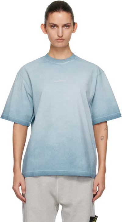 Stone Island Blue 2100002 Combed Organic Cotton Jersey 'erosion' T-shirt